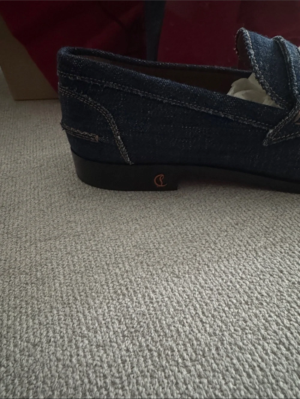 Christian Louboutin Dark Blue Denim Penny Loafers